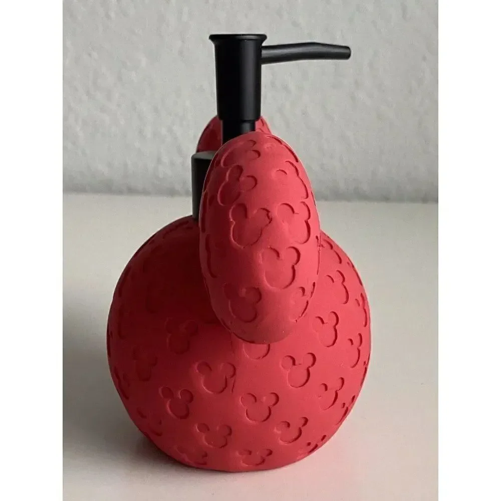 DISNEY Mickey MOUSE Ears Red 3D‎ SOAP Lotion DISPENSER With PUMP Textured NEW